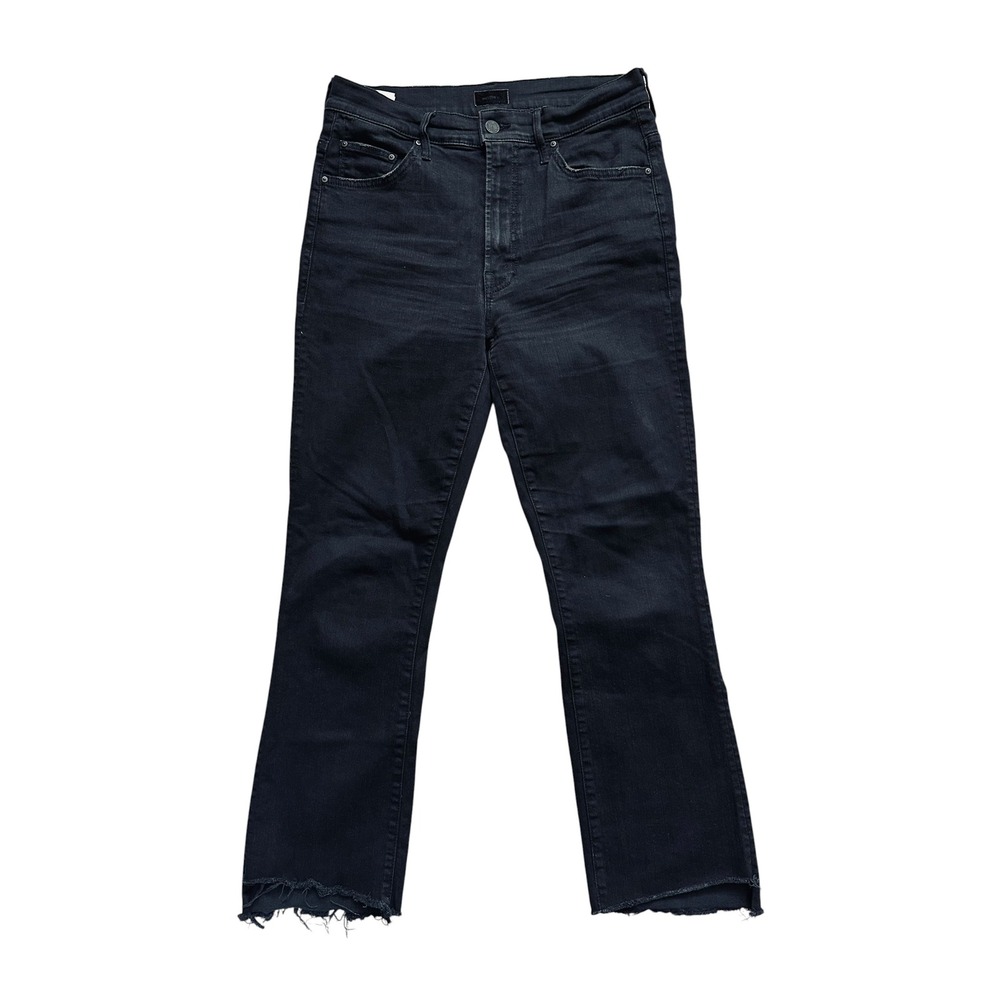 MOTHER Insider Crop Step Fray Jeans 30 Not Guilty Black Bootcut